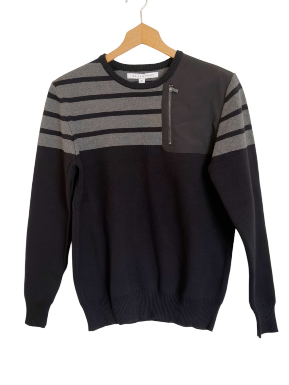Parke & Ronen Mens Black Moonraker Knit Pullover Sweatshirt size S
